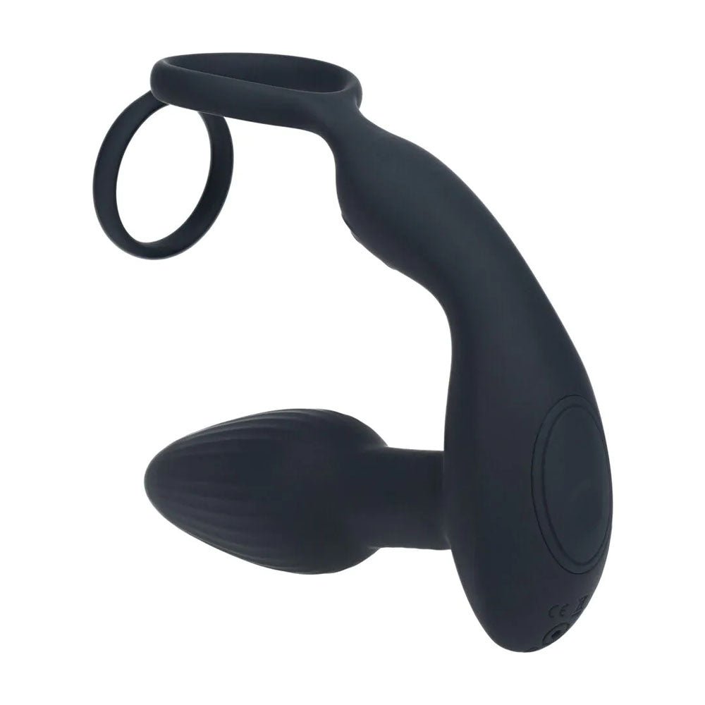 LEVELZ Dual Vibrating Prostate Stimulator with Cock Ring - Black USB Rechargeable Vibrating Butt Plug with Cock Ring - Silk and Sin