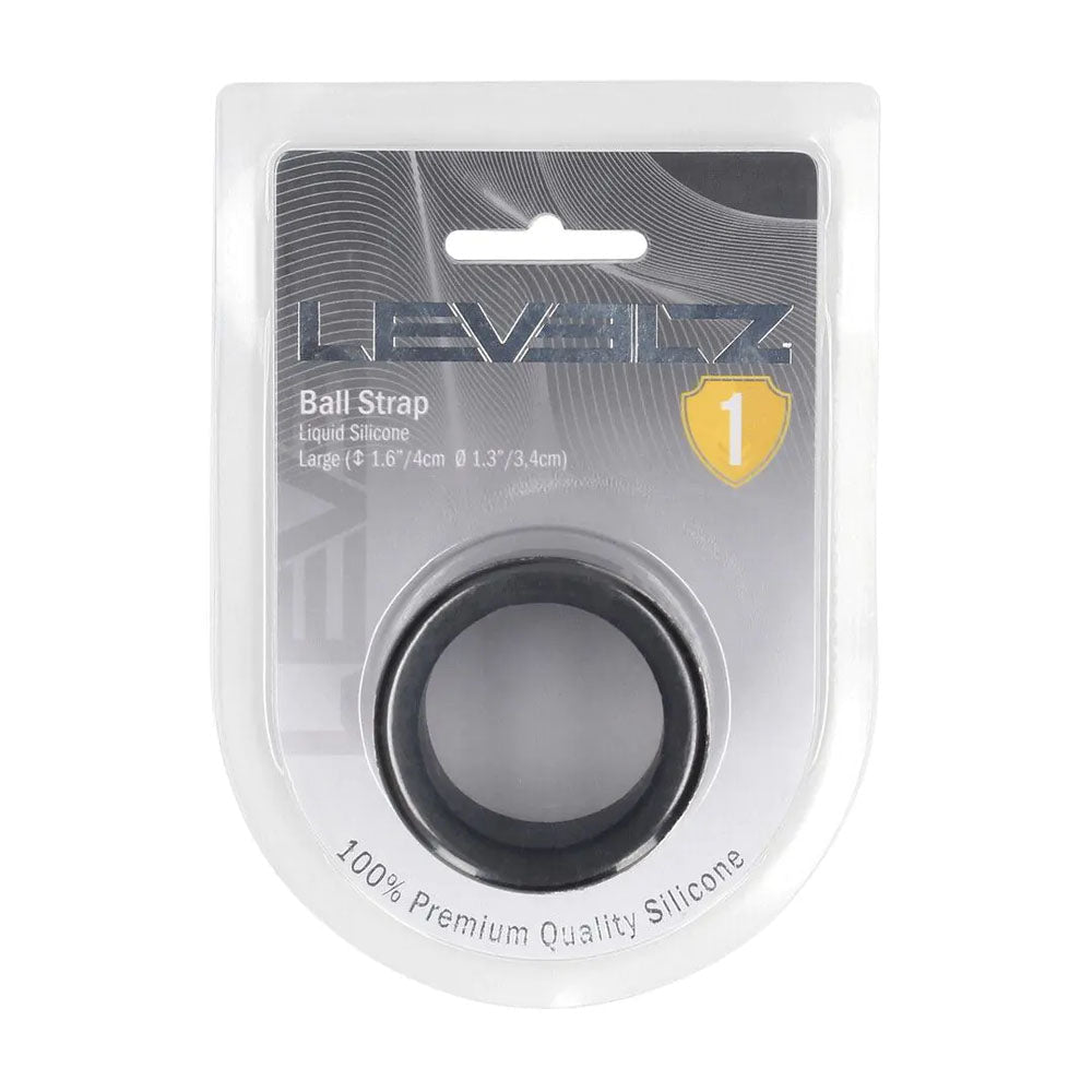 LEVELZ Liquid Silicone Ball Strap - L - Black - Black Ball Strap - Silk and Sin