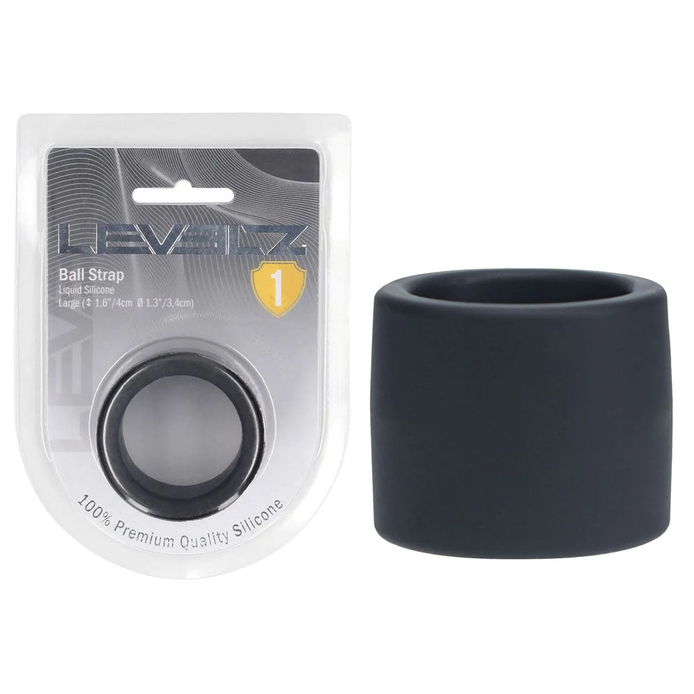 LEVELZ Liquid Silicone Ball Strap - L - Black - Black Ball Strap - Silk and Sin