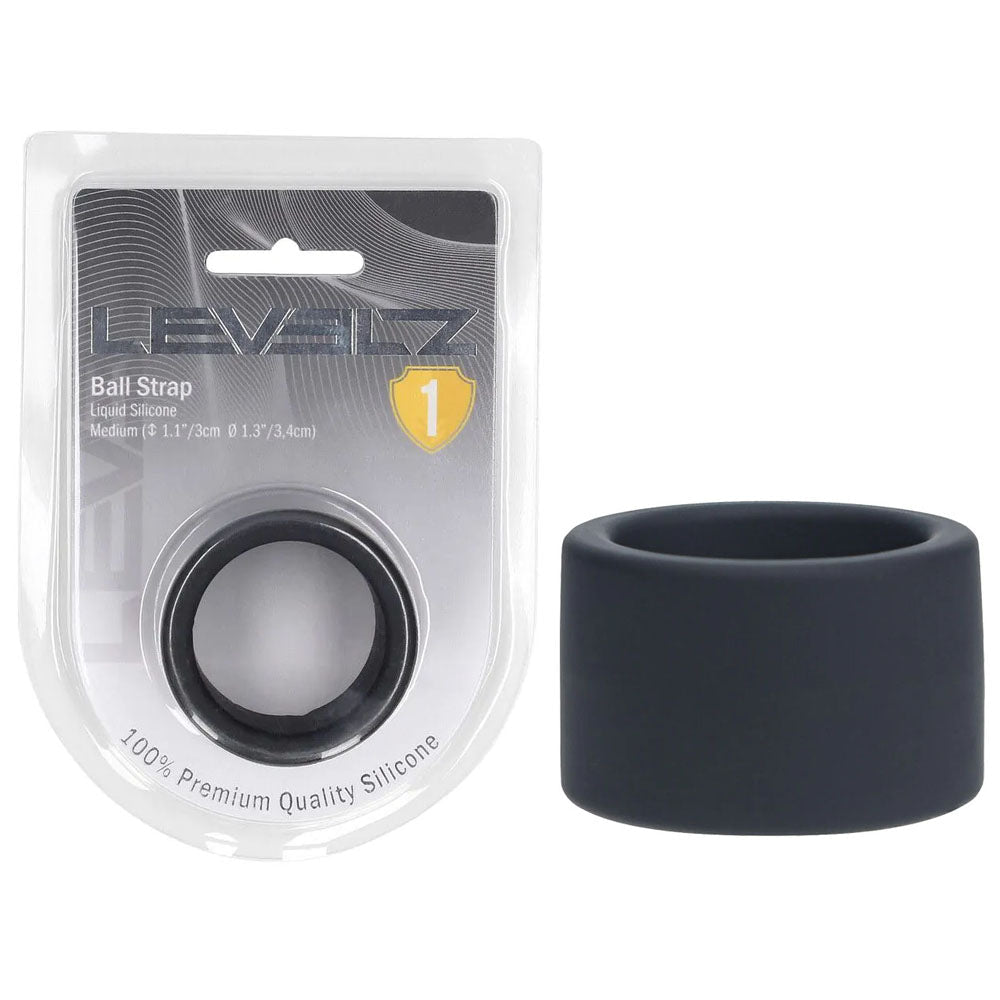 LEVELZ Liquid Silicone Ball Strap - M - Black - Black Ball Strap - Silk and Sin