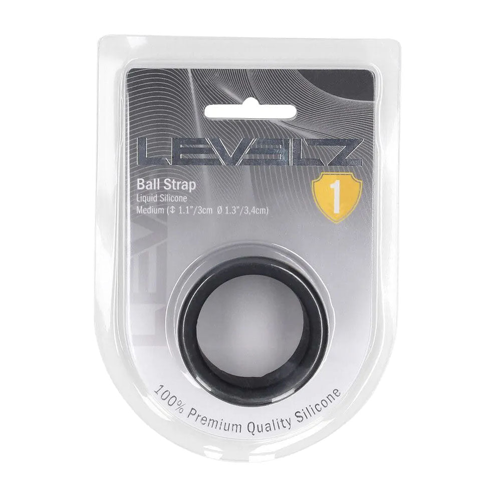 LEVELZ Liquid Silicone Ball Strap - M - Black - Black Ball Strap - Silk and Sin