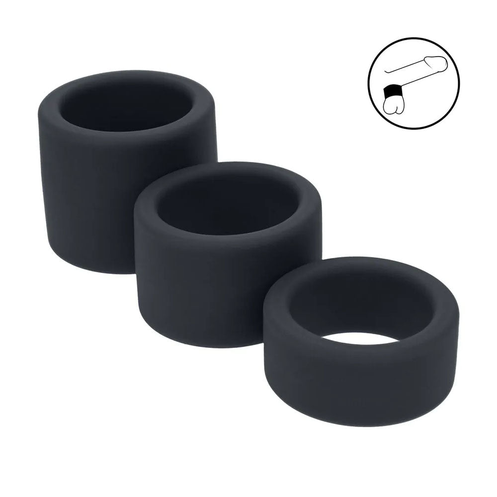 LEVELZ Liquid Silicone Ball Strap Set of 3 - Black - Black Ball Stretchers - Set of 3 Sizes - Silk and Sin