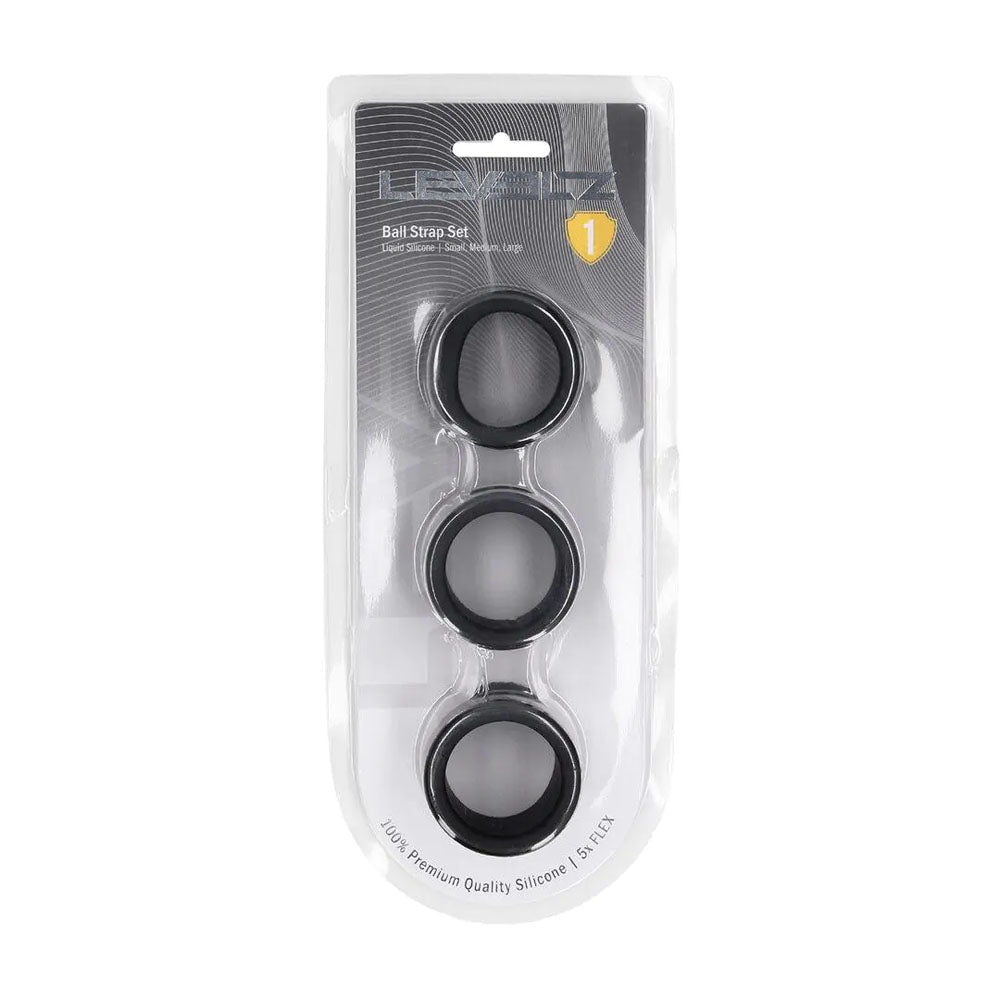 LEVELZ Liquid Silicone Ball Strap Set of 3 - Black - Black Ball Stretchers - Set of 3 Sizes - Silk and Sin