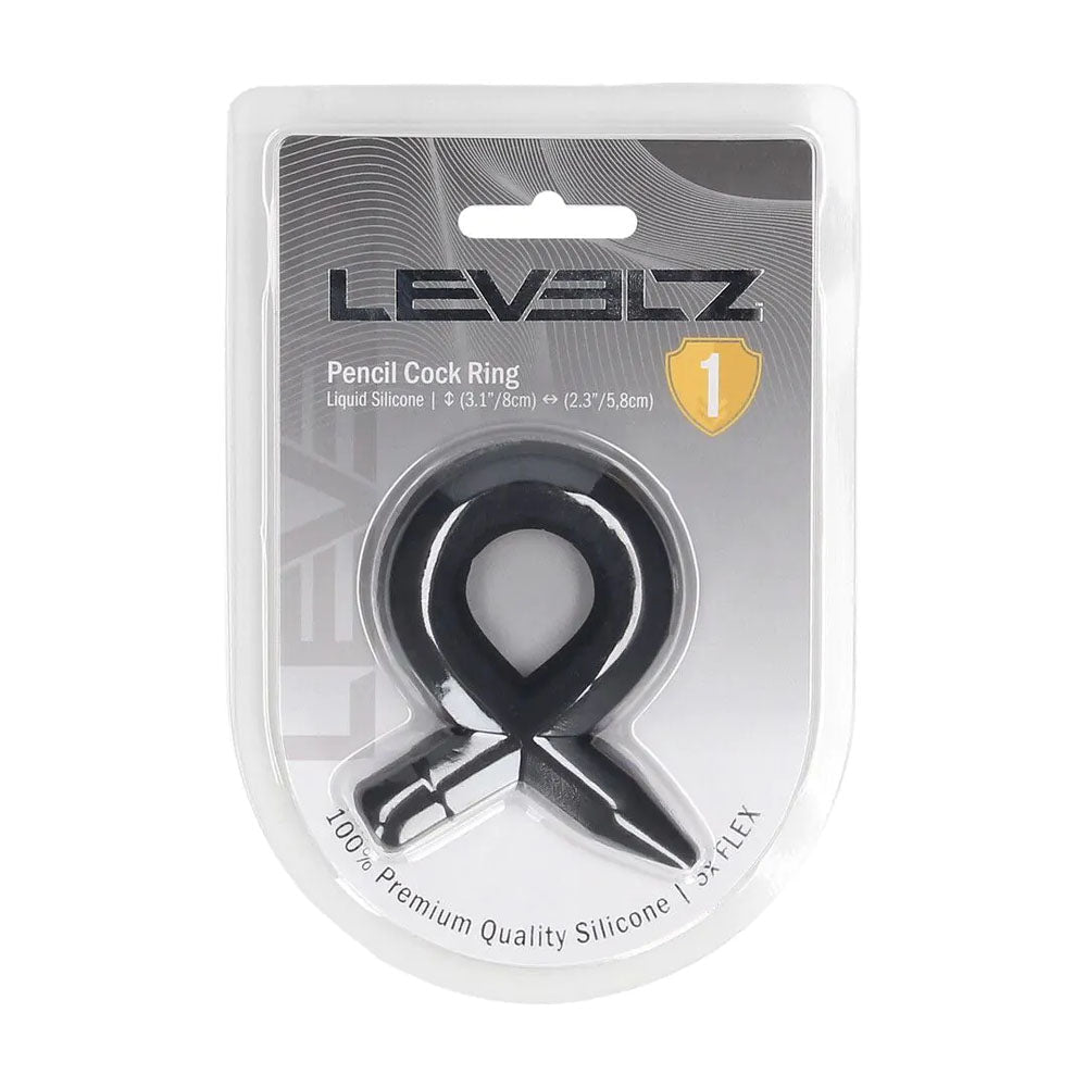 LEVELZ Pencil Liquid Silicone Cock Ring - Black Cock Ring - Silk and Sin