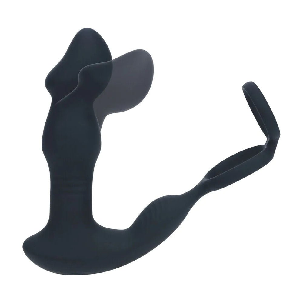 LEVELZ Remote Controlled Prostate Stimulator with Cock Ring - Black USB Rechargeable Vibrating Thrusting Prostate Massager with Cock Ring - Silk and Sin