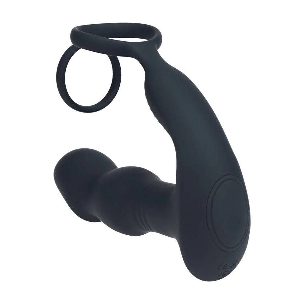 LEVELZ Remote Controlled Prostate Stimulator with Cock Ring - Black USB Rechargeable Vibrating Thrusting Prostate Massager with Cock Ring - Silk and Sin