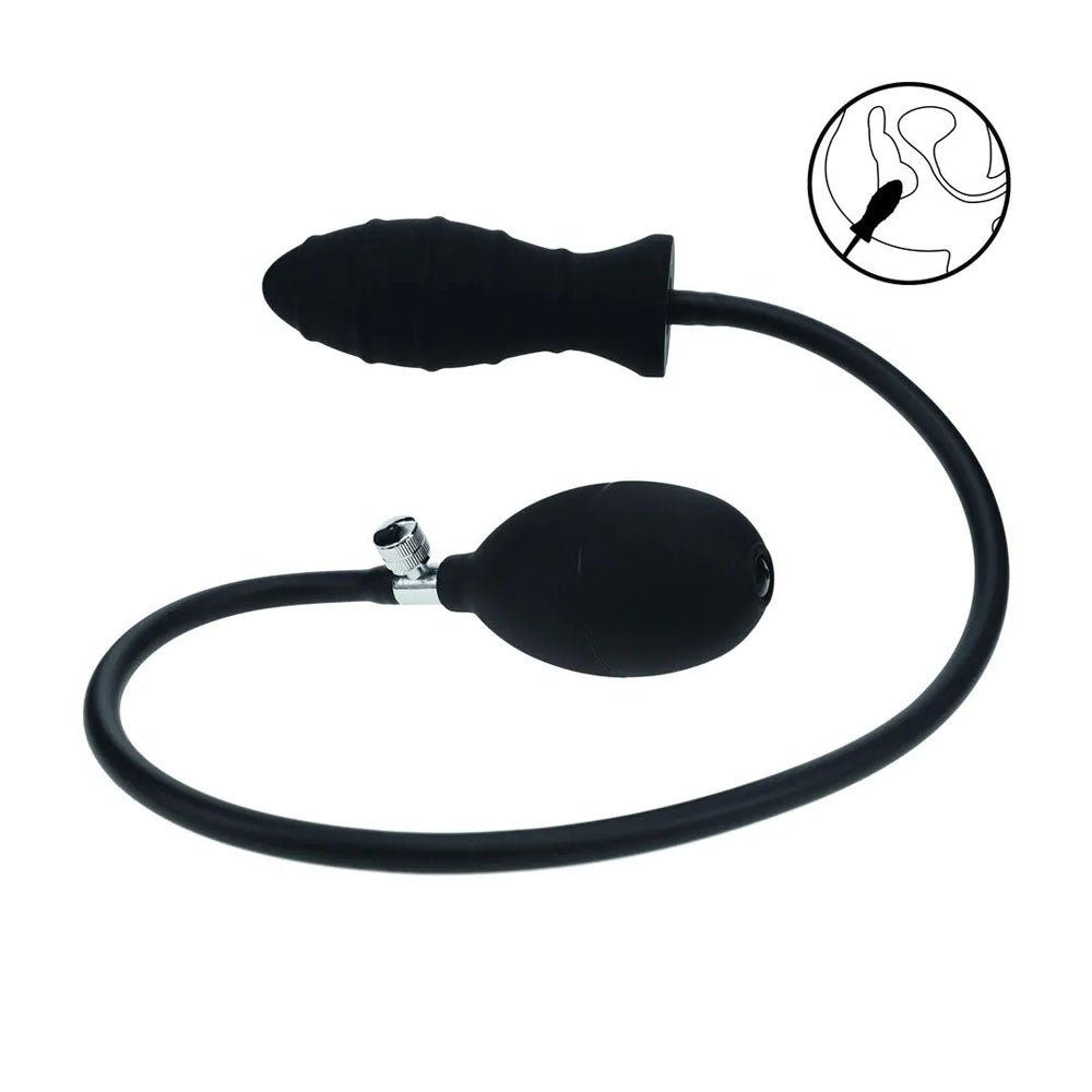 LEVELZ Ribbed Inflatable Anal Plug - Black Inflatable Butt Plug - Silk and Sin