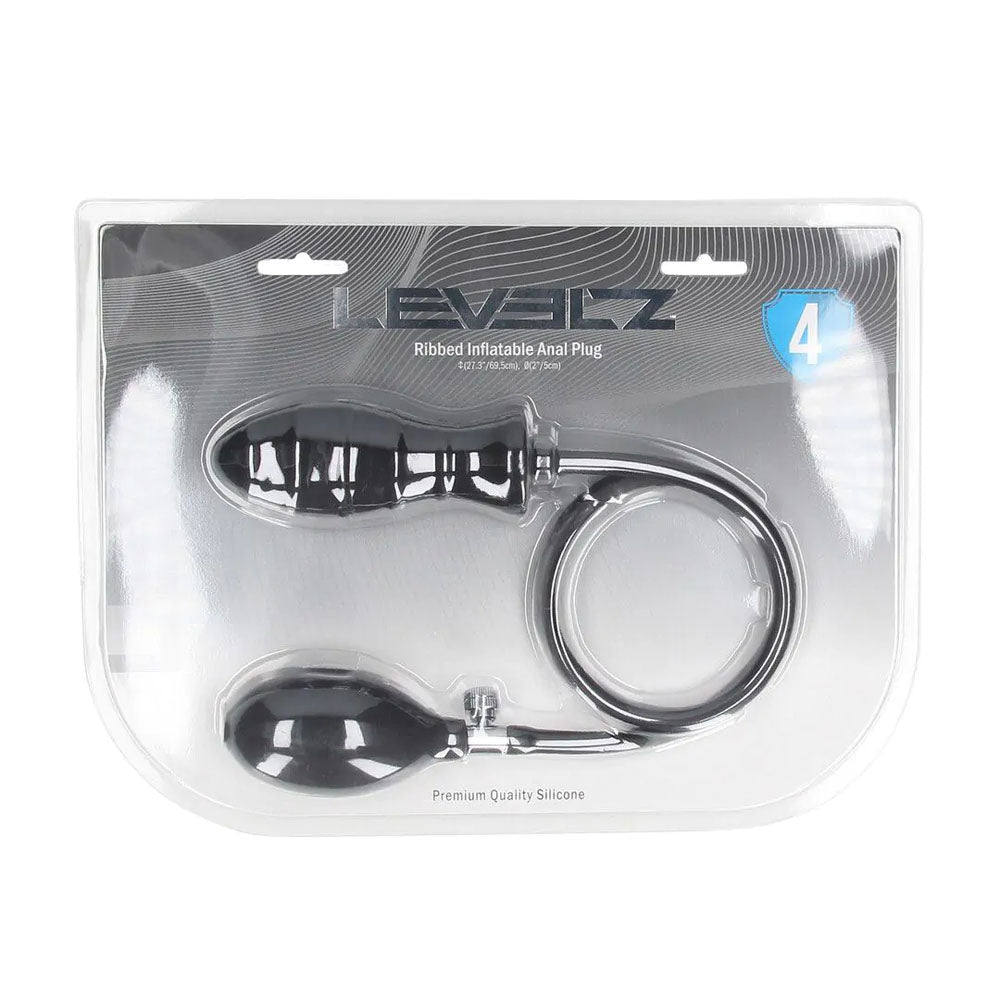 LEVELZ Ribbed Inflatable Anal Plug - Black Inflatable Butt Plug - Silk and Sin