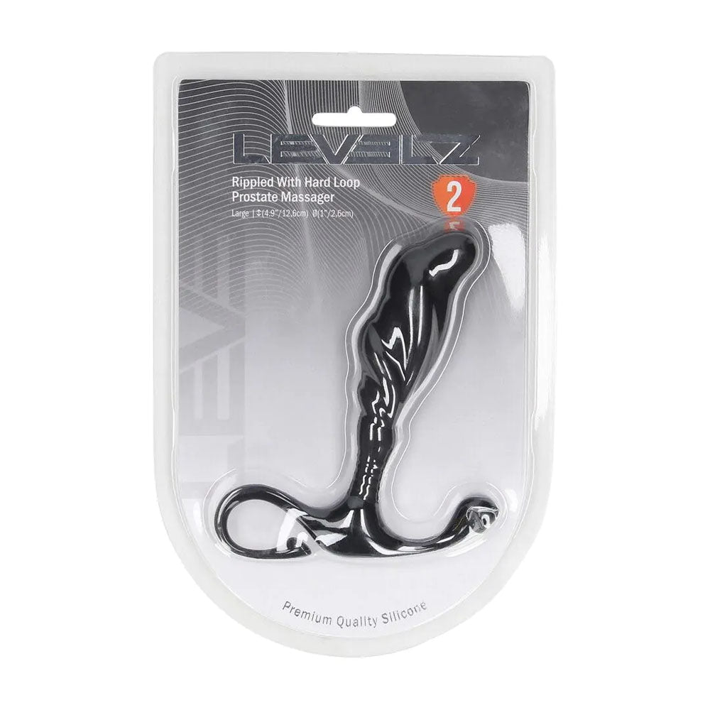 LEVELZ Rippled with Hard Loop Prostate Massager - Large - Black Large Prostate Massager - Silk and Sin
