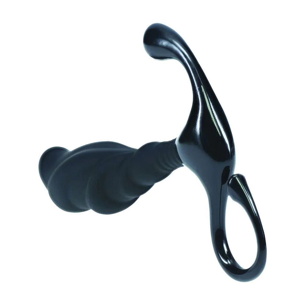 LEVELZ Rippled with Hard Loop Prostate Massager - Large - Black Large Prostate Massager - Silk and Sin