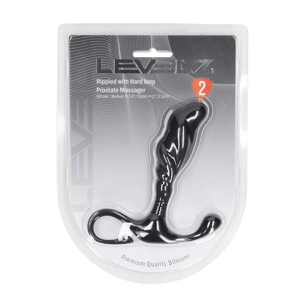 LEVELZ Rippled with Hard Loop Prostate Massager - Medium - Black Medium Prostate Massager - Silk and Sin