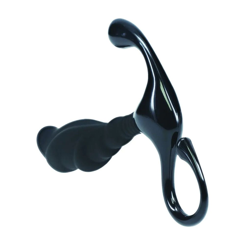 LEVELZ Rippled with Hard Loop Prostate Massager - Medium - Black Medium Prostate Massager - Silk and Sin