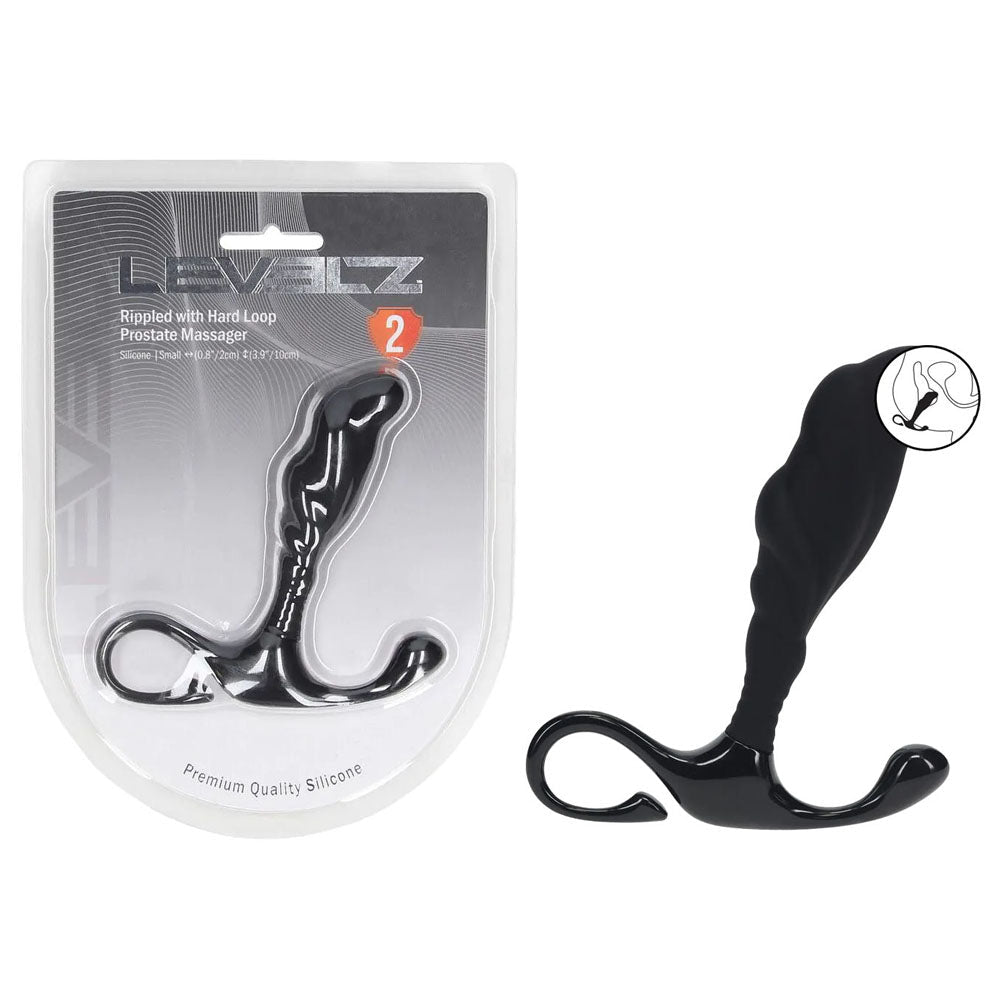 LEVELZ Rippled with Hard Loop Prostate Massager - Small - Black Small Prostate Massager - Silk and Sin