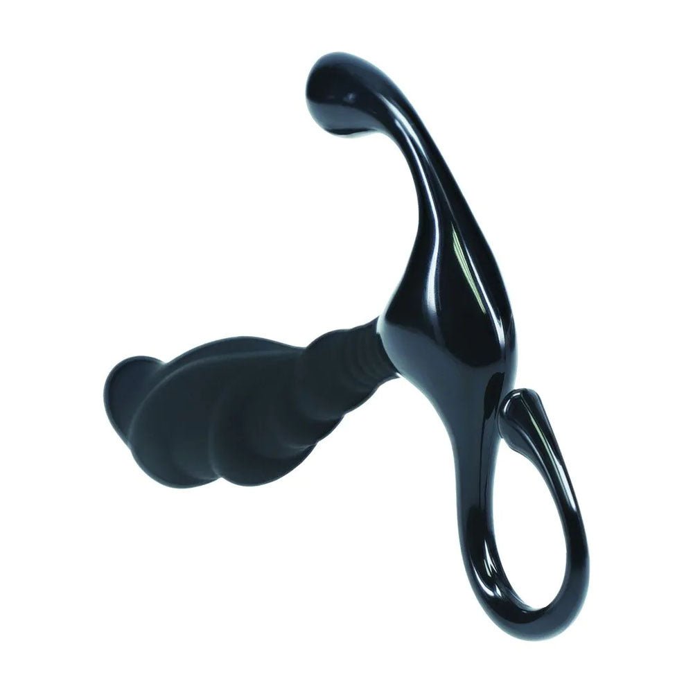 LEVELZ Rippled with Hard Loop Prostate Massager - Small - Black Small Prostate Massager - Silk and Sin