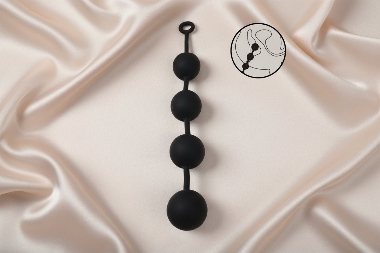 LEVELZ Round Anal Balls - XXL - 60mm - Black 52.5 cm XXL Anal Beads - Silk and Sin
