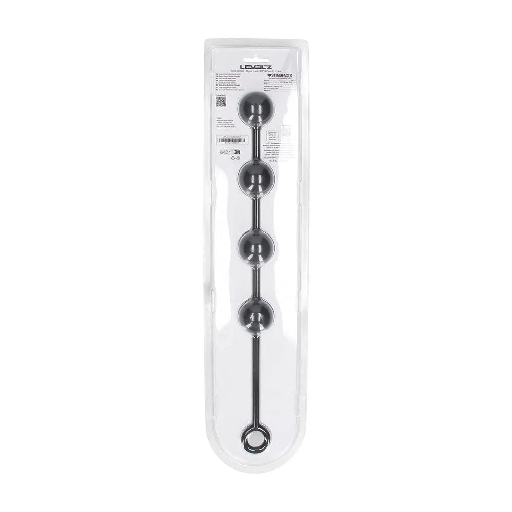 LEVELZ Round Silicone Anal Balls - L - 40mm - Black 40.5 cm Large Anal Beads - Silk and Sin