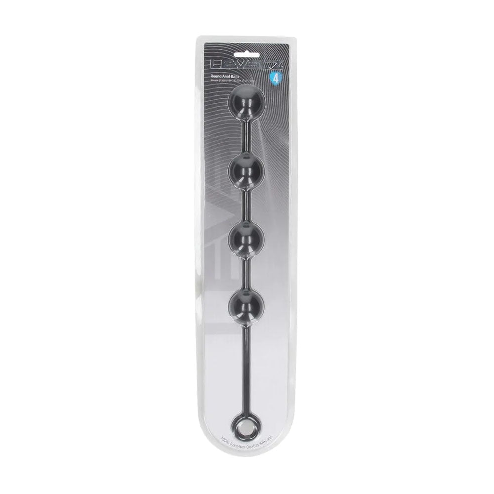 LEVELZ Round Silicone Anal Balls - L - 40mm - Black 40.5 cm Large Anal Beads - Silk and Sin