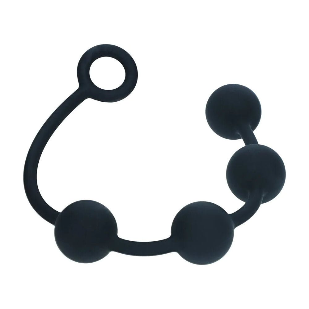 LEVELZ Round Silicone Anal Balls - L - 40mm - Black 40.5 cm Large Anal Beads - Silk and Sin