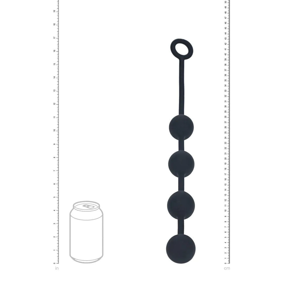 LEVELZ Round Silicone Anal Balls - L - 40mm - Black 40.5 cm Large Anal Beads - Silk and Sin