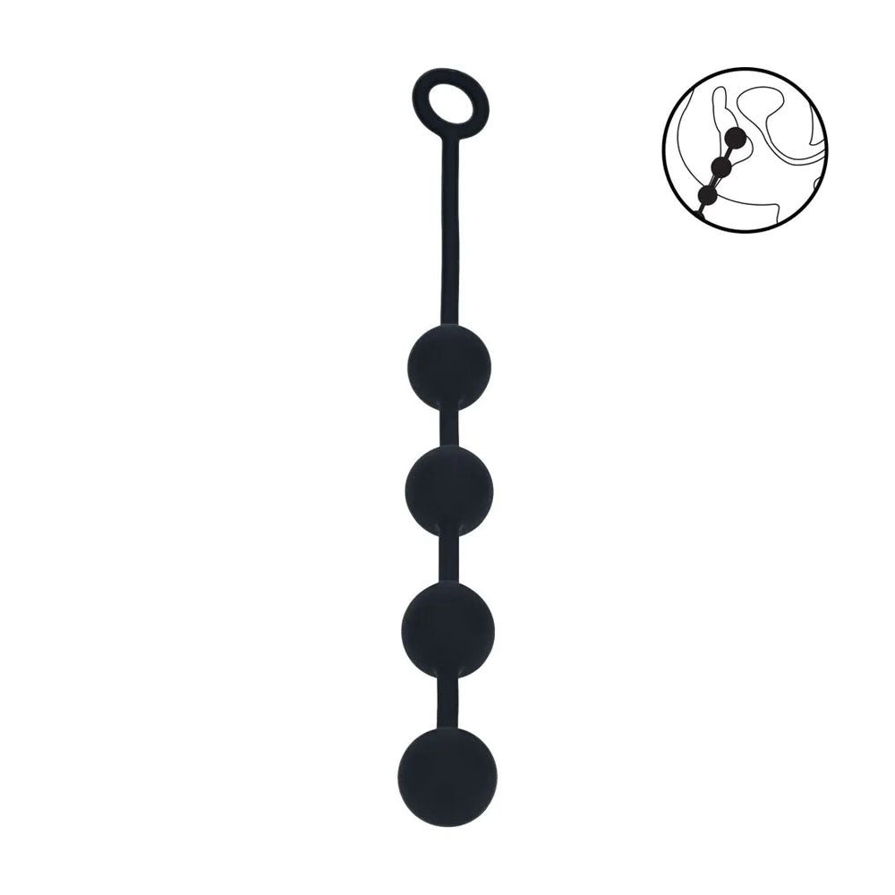 LEVELZ Round Silicone Anal Balls - L - 40mm - Black 40.5 cm Large Anal Beads - Silk and Sin