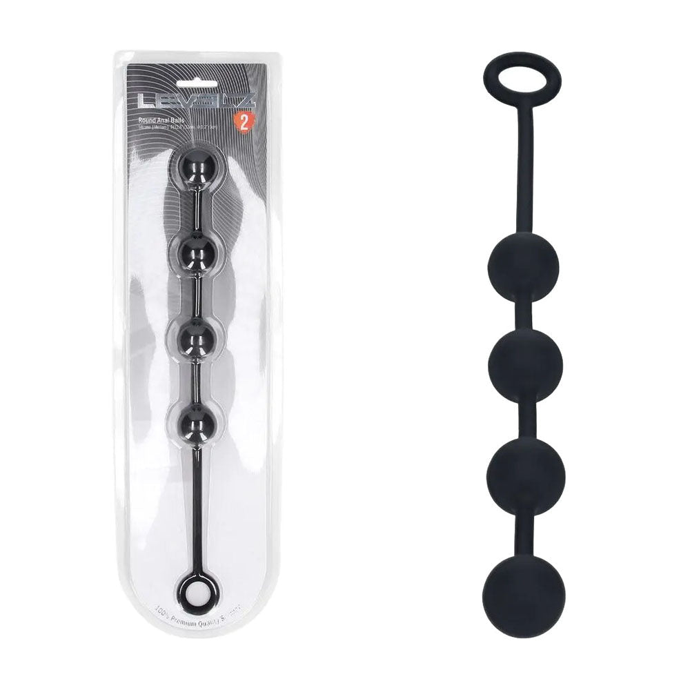 LEVELZ Round Silicone Anal Balls - M - 20mm - Black 32 cm Medium Anal Balls - Silk and Sin