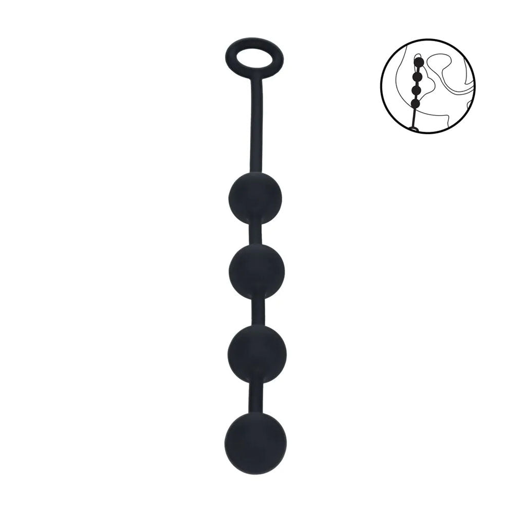 LEVELZ Round Silicone Anal Balls - M - 20mm - Black 32 cm Medium Anal Balls - Silk and Sin