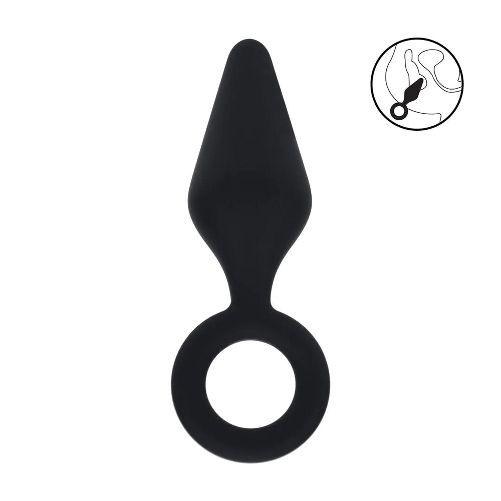 LEVELZ Silicone Anal Plug with Loop - Large - Black Large Butt Plug - Silk and Sin