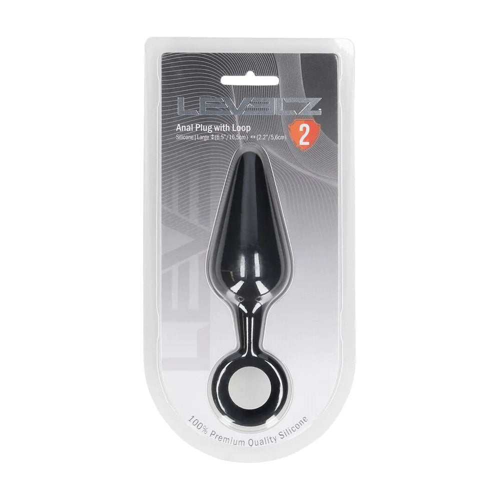 LEVELZ Silicone Anal Plug with Loop - Large - Black Large Butt Plug - Silk and Sin