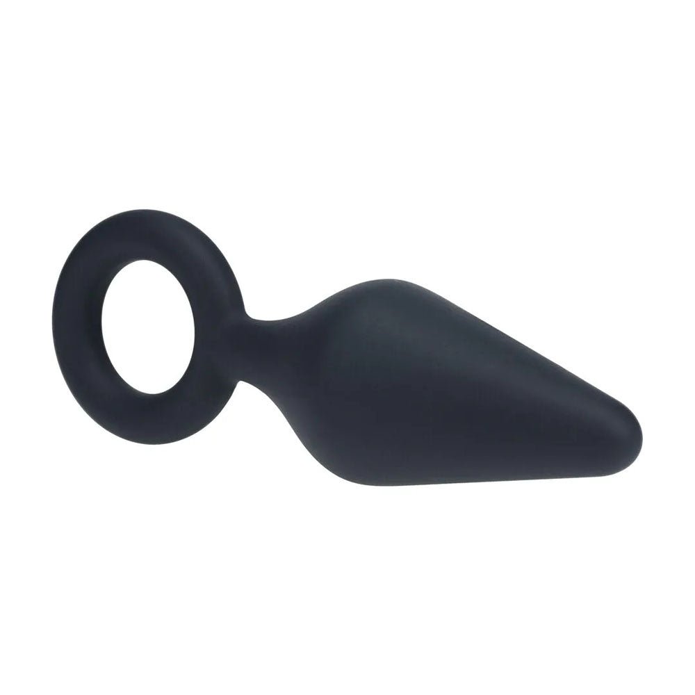 LEVELZ Silicone Anal Plug with Loop - Large - Black Large Butt Plug - Silk and Sin