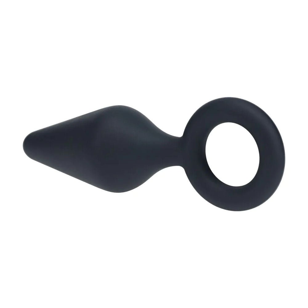 LEVELZ Silicone Anal Plug with Loop - Large - Black Large Butt Plug - Silk and Sin