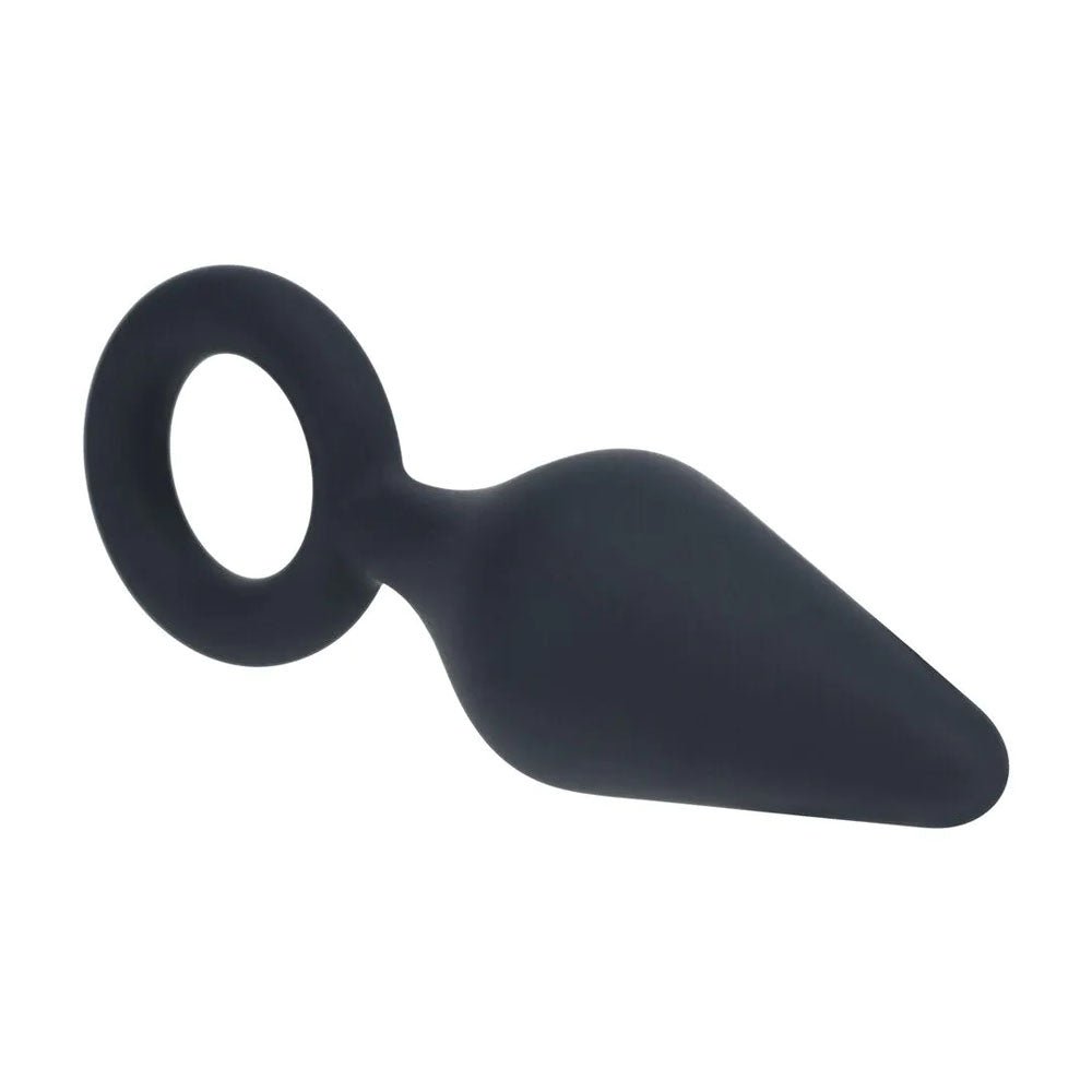 LEVELZ Silicone Anal Plug with Loop - Small - Black - Black Small Butt Plug - Silk and Sin