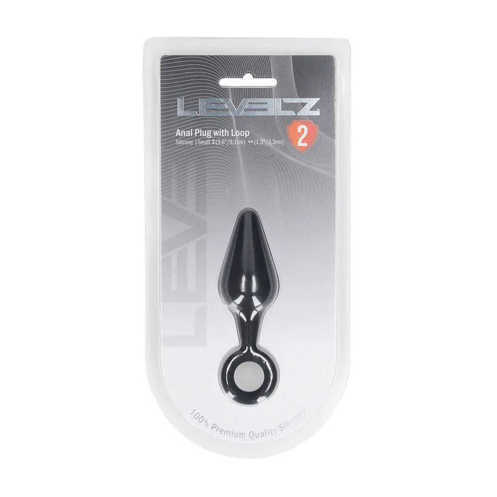 LEVELZ Silicone Anal Plug with Loop - Small - Black - Black Small Butt Plug - Silk and Sin