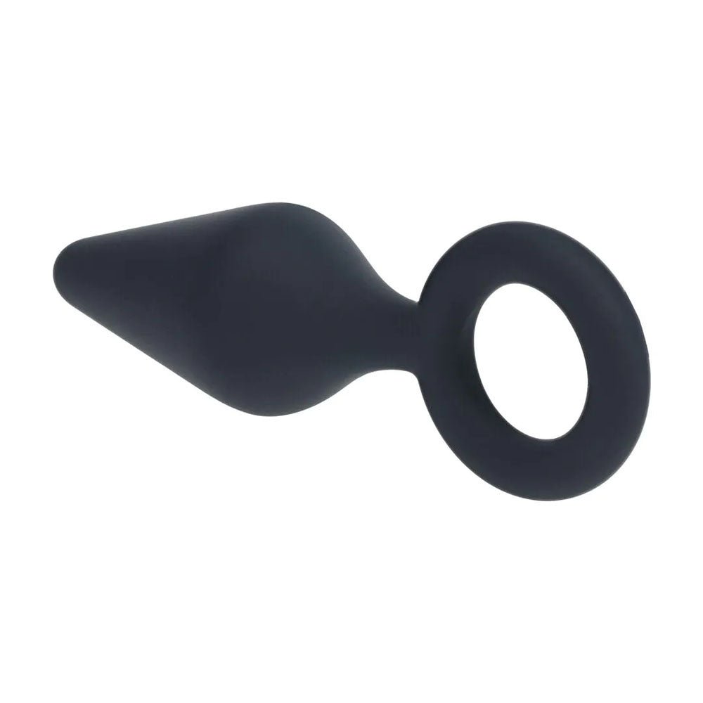 LEVELZ Silicone Anal Plug with Loop - Small - Black - Black Small Butt Plug - Silk and Sin