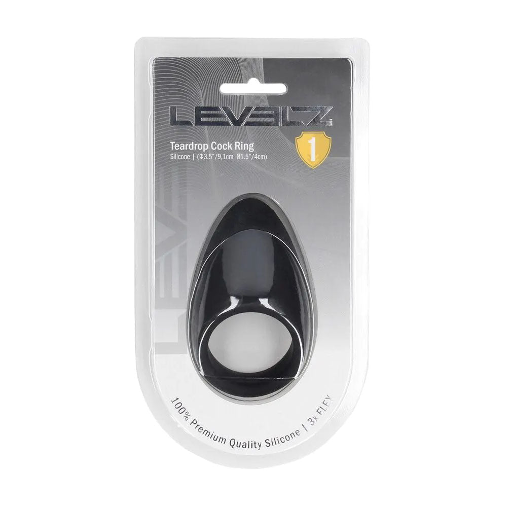 LEVELZ Teardrop Silicone Cock Ring - Black - Black Cock Ring - Silk and Sin