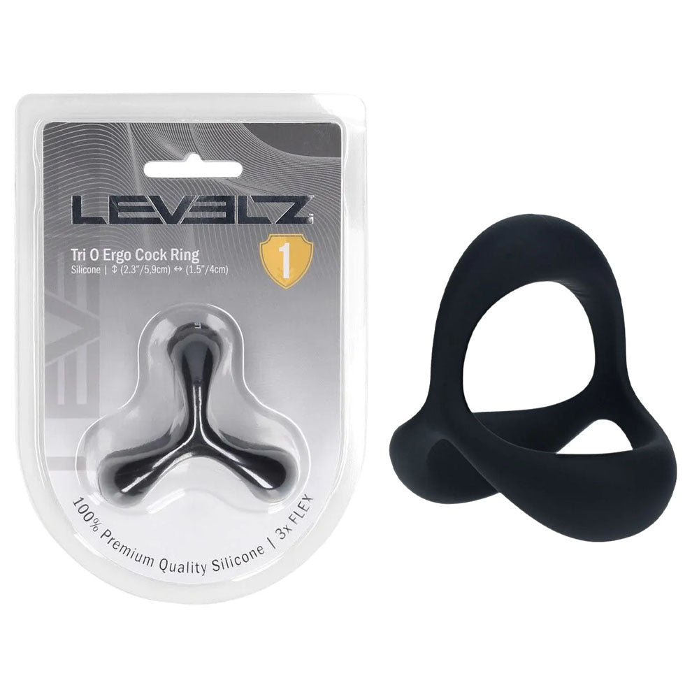 LEVELZ Tri O Ergo Silicone Cock Ring - Black - Black Cock & Balls Rings - Silk and Sin