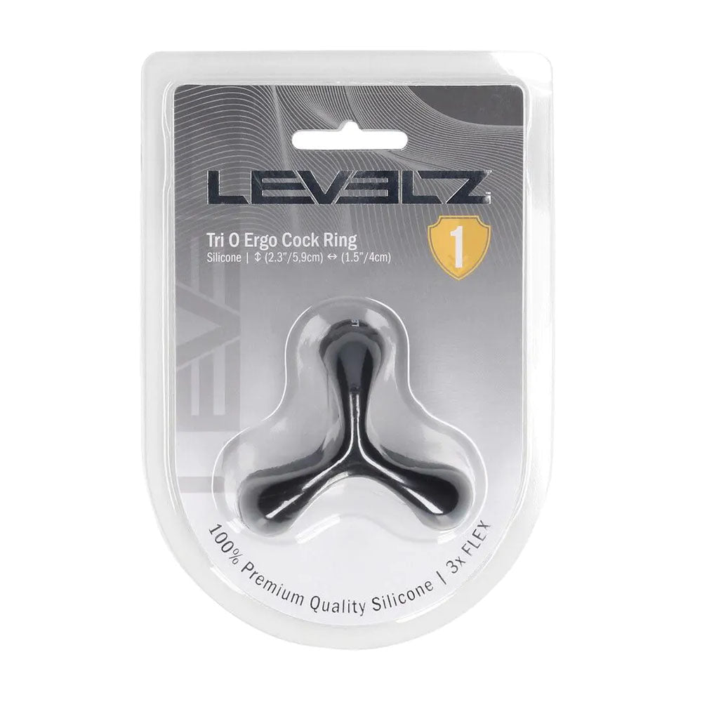 LEVELZ Tri O Ergo Silicone Cock Ring - Black - Black Cock & Balls Rings - Silk and Sin