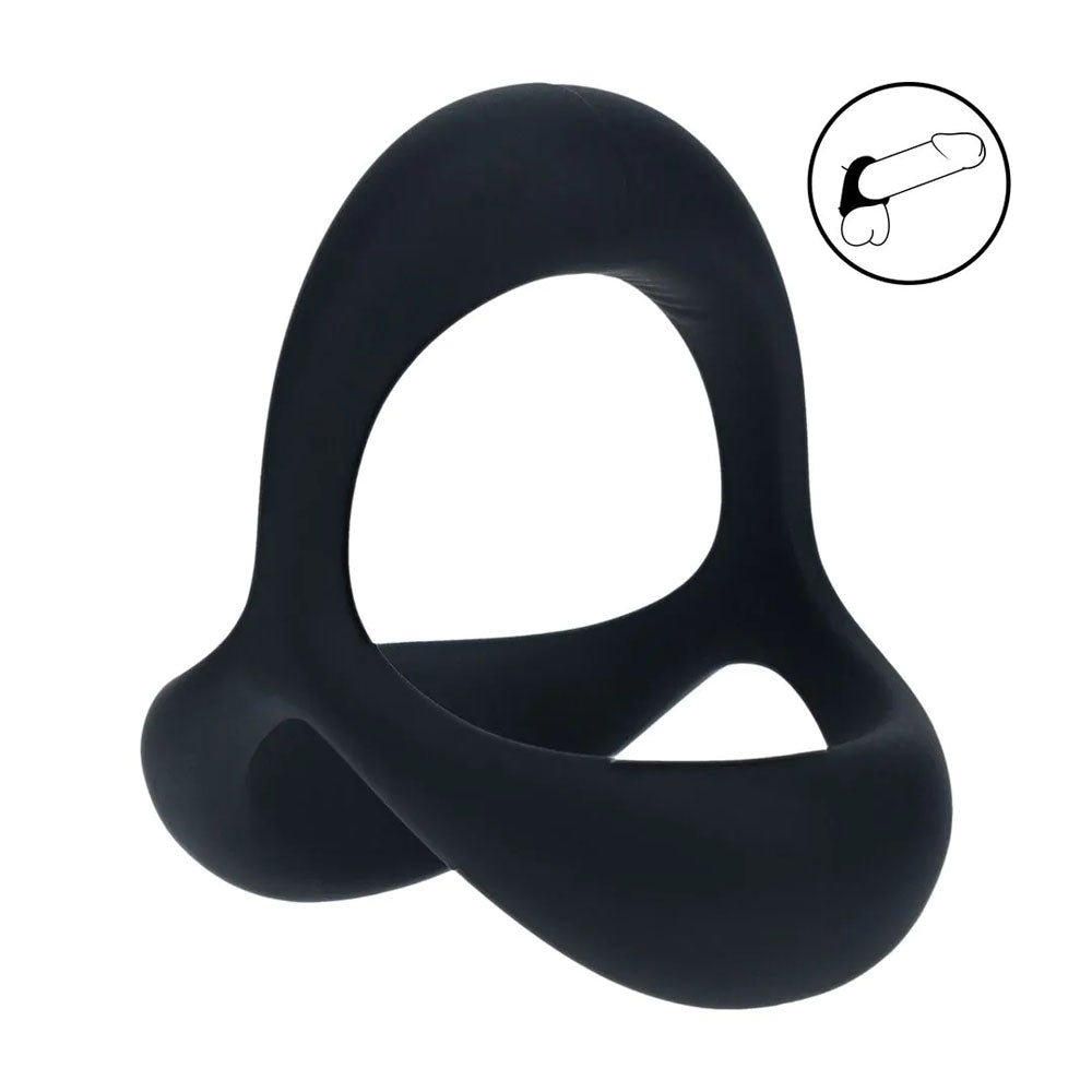 LEVELZ Tri O Ergo Silicone Cock Ring - Black - Black Cock & Balls Rings - Silk and Sin