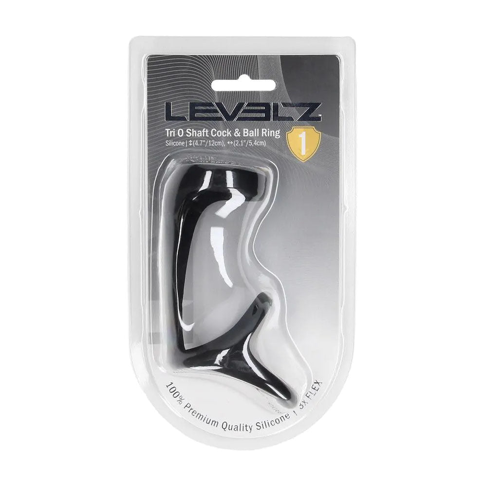 LEVELZ Tri O Silicone Shaft Cock & Ball Ring - Black Cock & Balls Ring - Silk and Sin