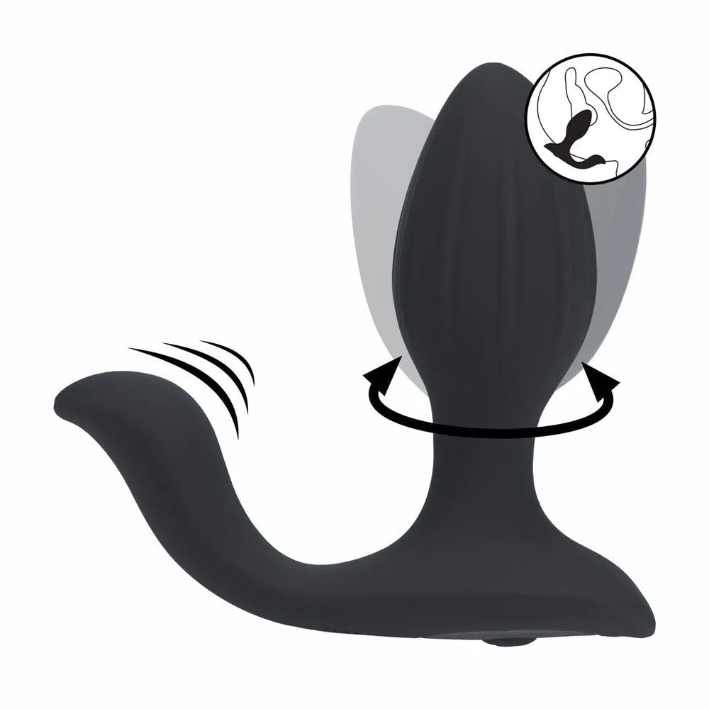 LEVELZ Vibrating & Rotating Anal Plug with Ball Stimulator - Black 10.7 cm USB Rechargeable Vibrating Butt Plug - Silk and Sin