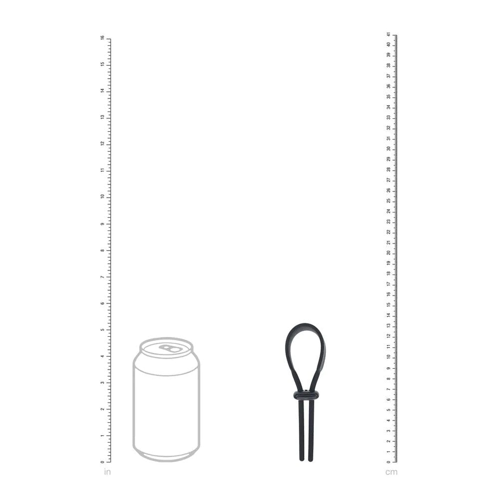 LEVELZ Wide Adjustable Silicone Lasso Cock Ring - Black Adjustable Cock Ring - Silk and Sin