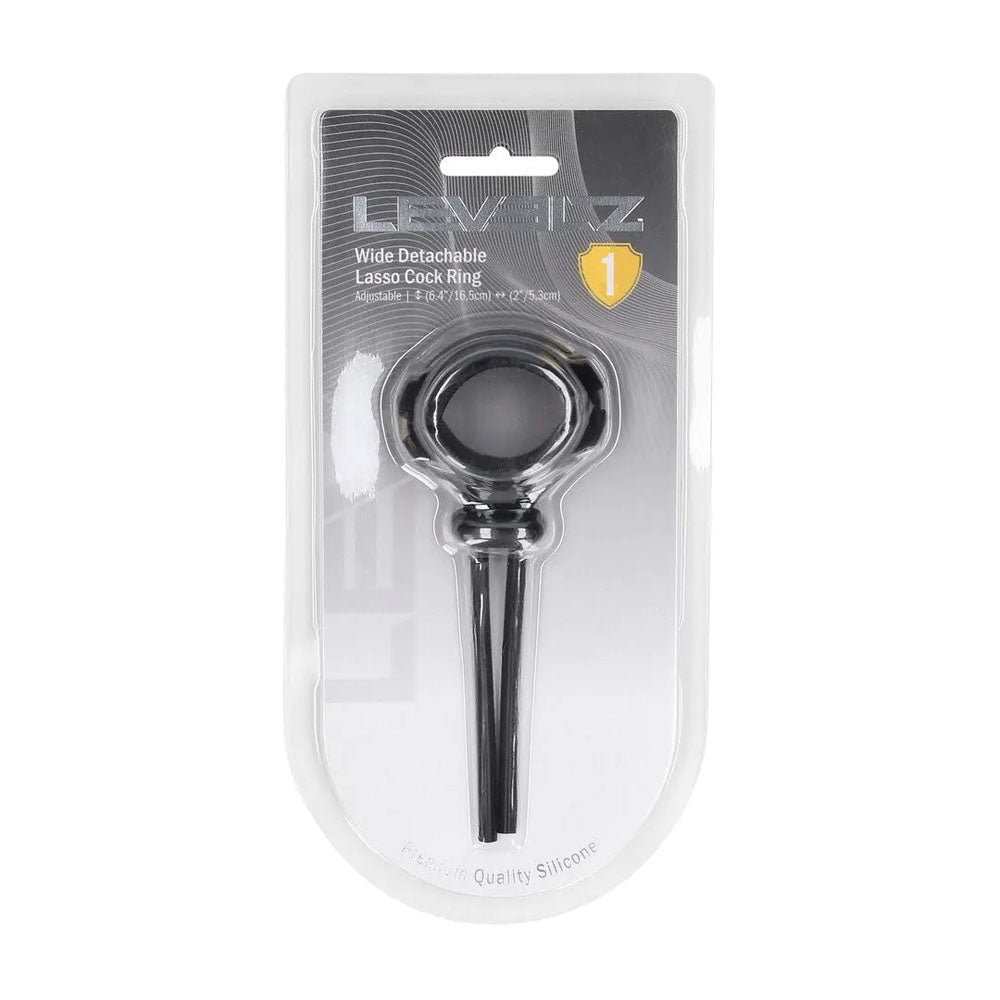 LEVELZ Wide Detachable Lasso Cock Ring - Black - Black Adjustable Cock Ring - Silk and Sin