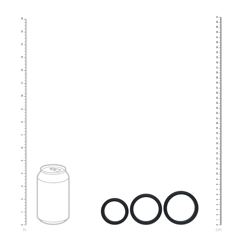 LEVELZ Wide O Silicone Cock Ring Set of 3 - L/XL/2X - Black Cock Rings - Set of 3 Sizes - Silk and Sin