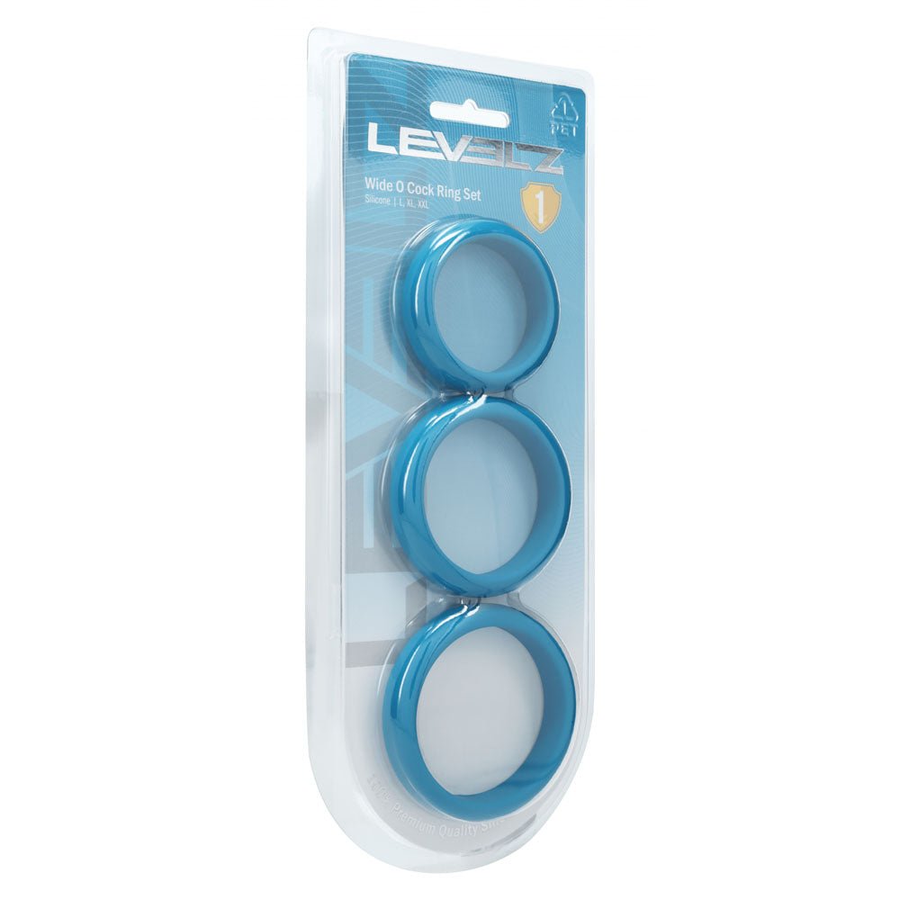 LEVELZ Wide O Silicone Cock Ring Set of 3 - L/XL/2X - Teal Cock Rings - Set of 3 Sizes - Silk and Sin