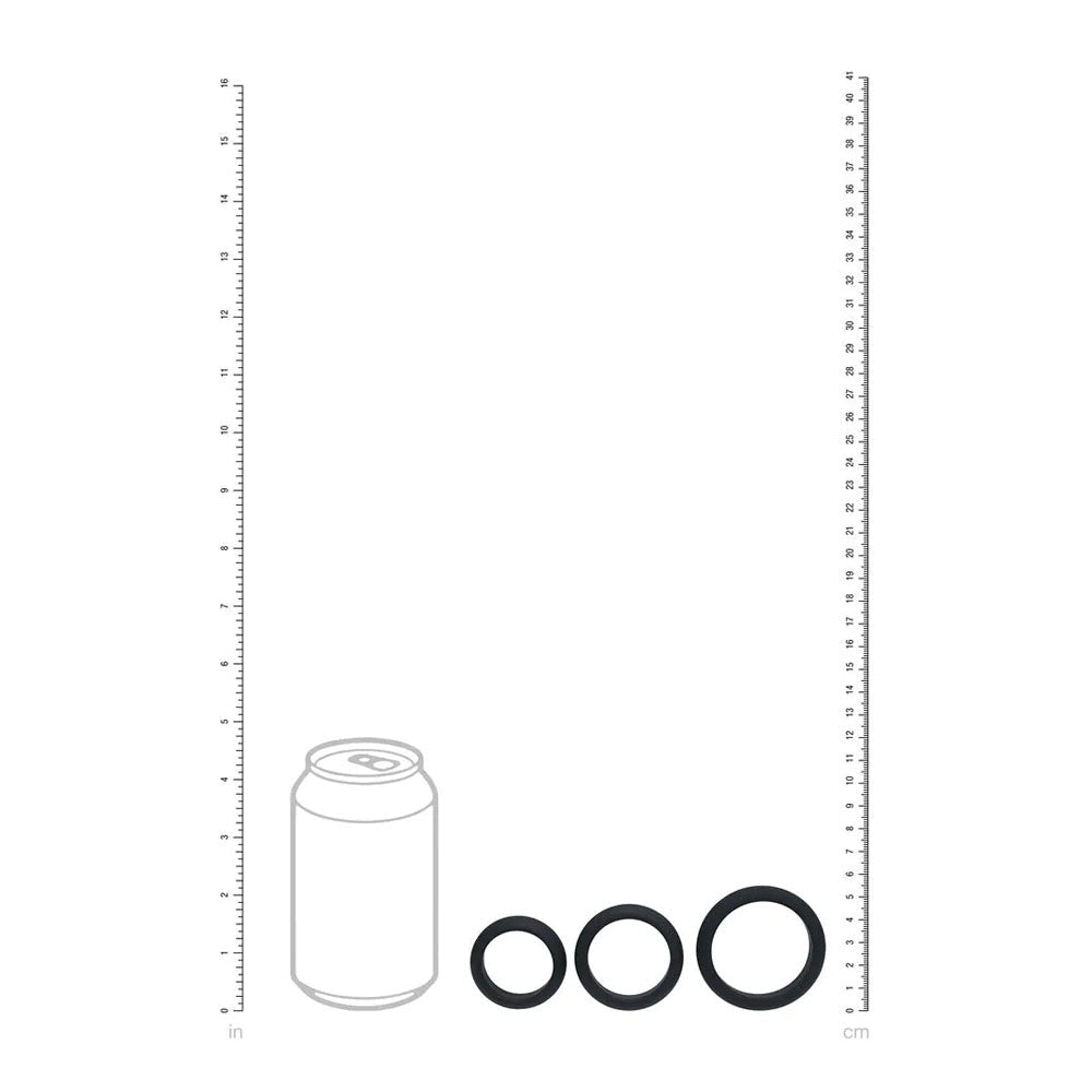 LEVELZ Wide O Silicone Cock Ring Set of 3 - S/M/L - Black Cock Rings - Set of 3 Sizes - Silk and Sin