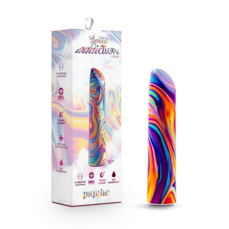 Limited Addiction Psyche - Power Vibe - Rainbow 10.2 cm USB Rechargeable Bulet - Silk and Sin
