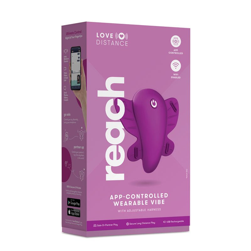 Love Distance REACH - Rose Rechargeable Strap-On Stimulator with App Control - Silk and Sin