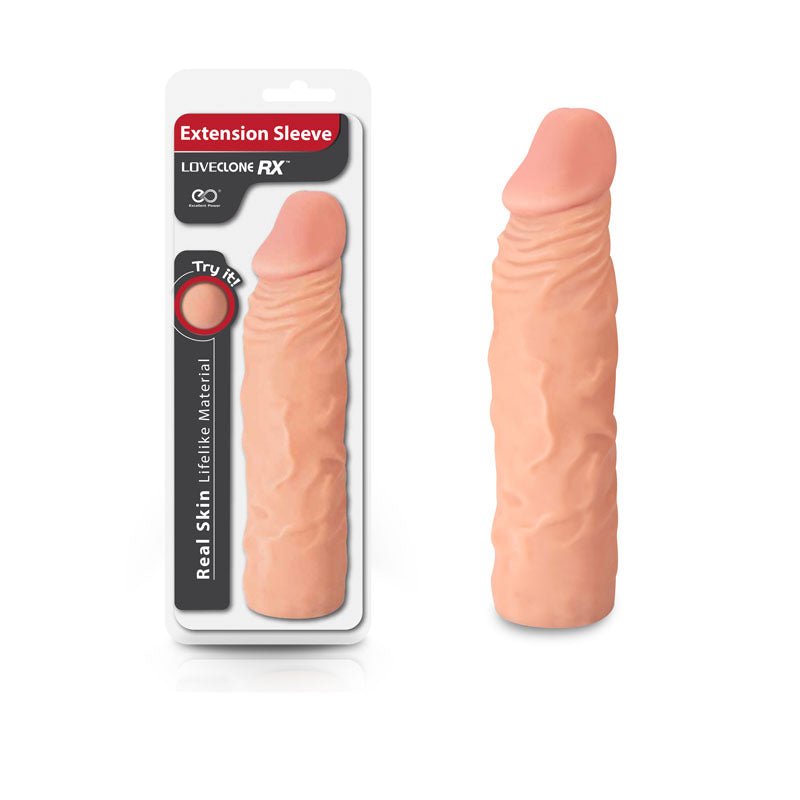 LoveClone RX Extension Sleeve - Flesh - Flesh 20 cm Penis Extender Sleeve - Silk and Sin