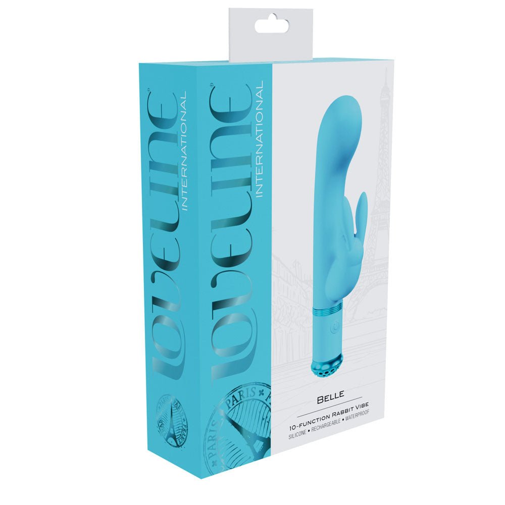 LOVELINE Belle - Blue - Blue 15.6 cm USB Rechargeable Rabbit VIbrator - Silk and Sin