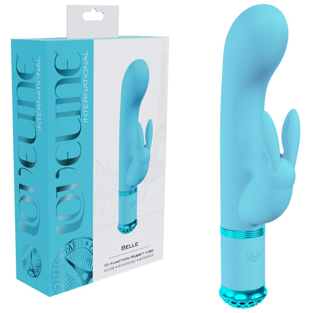 LOVELINE Belle - Blue - Blue 15.6 cm USB Rechargeable Rabbit VIbrator - Silk and Sin