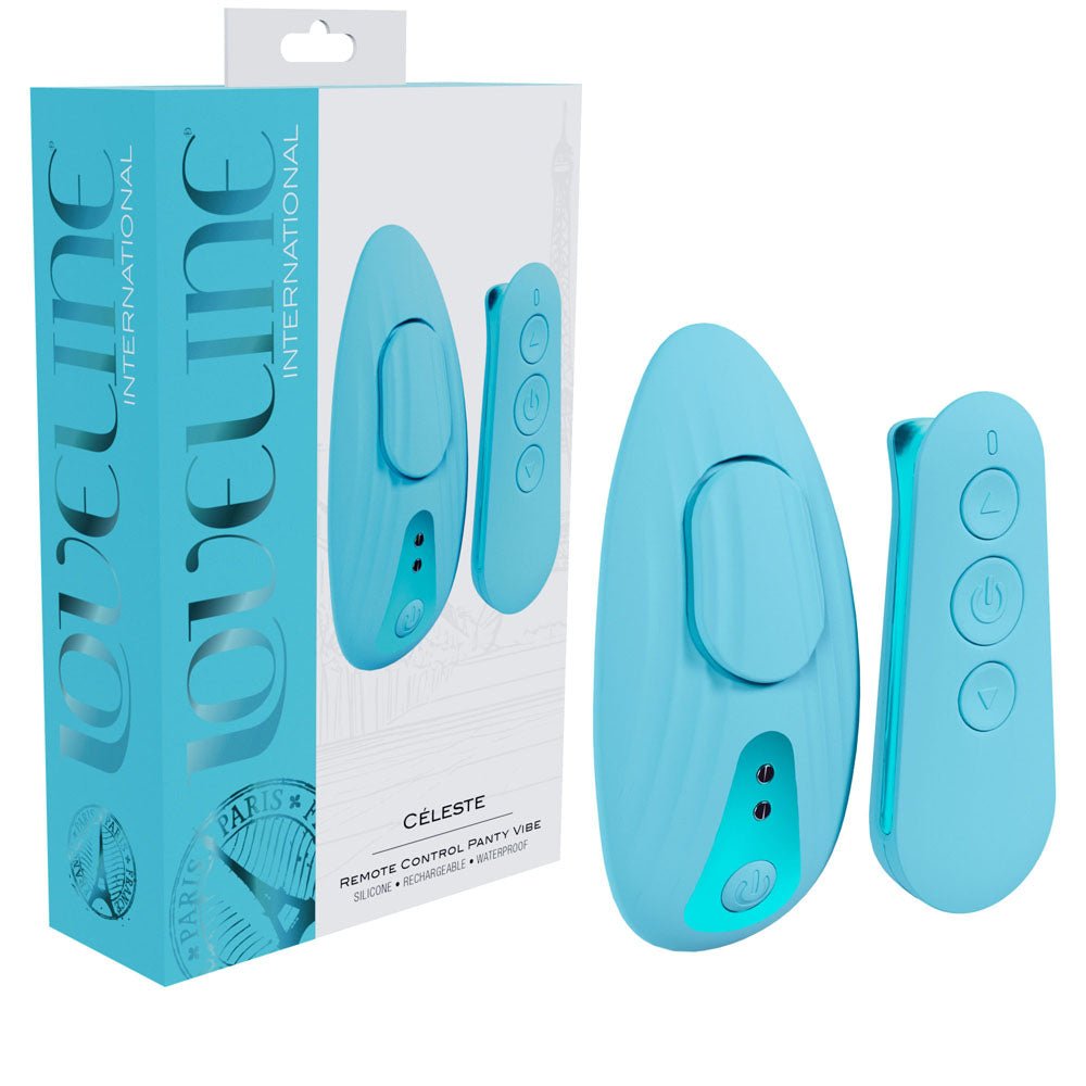 LOVELINE Celeste - Blue - Blue USB Rechargeable Panty Vibrator with Wireless Remote - Silk and Sin
